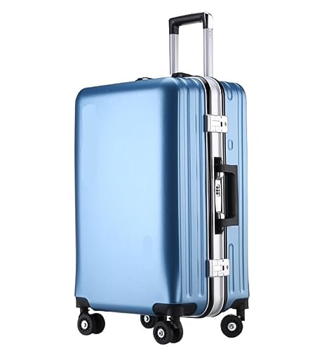 ASHSDI Koffer Reisekoffer Trolley Koffer, Aluminiumrahmen, USB-wiederaufladbares Gepäck, Hartschalenkoffer Mit Rollen Boardcase Handgepäck (Color : Blue, Size : 24inch) von ASHSDI