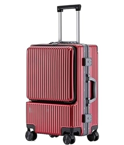 ASHSDI Koffer Reisekoffer Trolley Koffer Mit Frontöffnung, Wiederaufladbar, Universalrad, Aufgegebenes Gepäck, Handgepäck Boardcase Handgepäck (Color : Rood, Size : 26inch) von ASHSDI