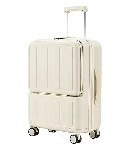 ASHSDI Koffer Reisekoffer Trolley Koffer Mit USB-Ladeanschluss, Erweiterbares Gepäck Mit TSA-Zahlenschloss Boardcase Handgepäck (Color : White, Size : 22inch) von ASHSDI