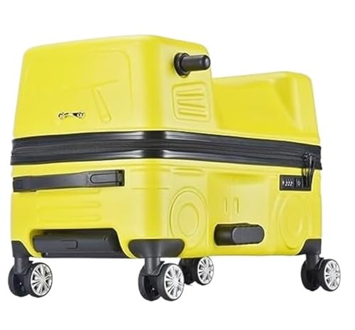 ASHSDI Koffer Reisekoffer Trolley Kreative Reitkoffer, Tragbares Gepäck, Reise-Hartschalenkoffer, Aufgegebenes Gepäck Boardcase Handgepäck (Color : Yellow, Size : 24inch) von ASHSDI