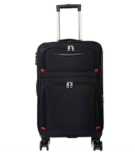 ASHSDI Koffer Reisekoffer Trolley Softside-Gepäck mit Spinnerrädern, erweiterbarer Softside-Handgepäckkoffer, aufgegebenes Gepäck Boardcase Handgepäck (Color : Black, Size : 24in) von ASHSDI
