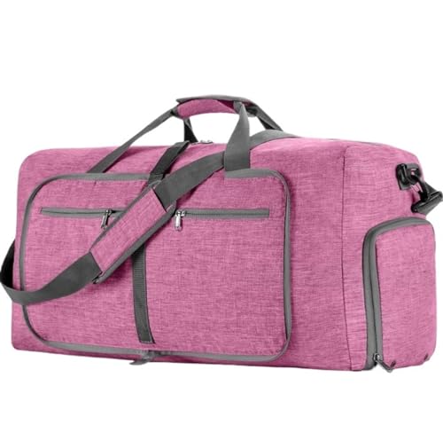 Reisetasche Sporttasche 24-Zoll-Kleidersack Mit Schuhfach, 2-in-1-Hängekoffer, Anzug, Wochenendtaschen Kliniktasche Geburt (Color : Rosa, Size : 63 * 29 * 35cm) von ASHSDI