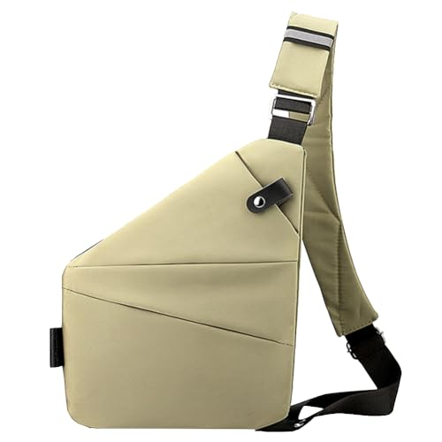 ASIEIT Herren-Mode-Brusttasche, multifunktionale Gürteltasche, große Kapazität, einfache Umhängetasche, Diebstahlschutz, Verstellbarer Riemen, ergonomische Hüfttasche (Khaki, rechte Schulter von ASIEIT