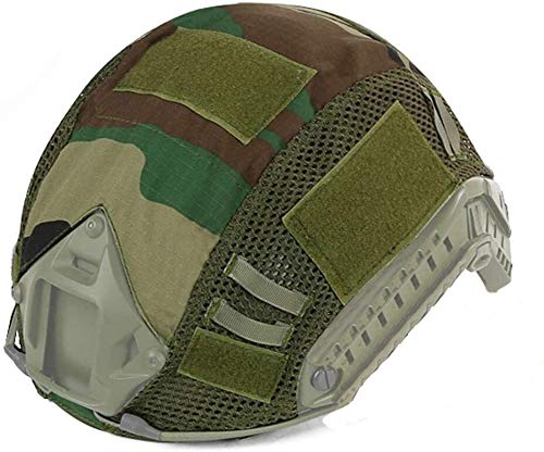 ATAIRSOFT Airsoft Taktische Helmabdeckung Für PJ/BJ/MH Typ Schnelle Helm Mit Zurück Beutel (Woodland Camo) von ATAIRSOFT