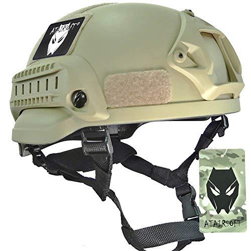 ATAIRSOFT Mich 2002 Kampf Schutz Helm mit Side Rail & NVG Berg DE für Airsoft Taktisch Militär Paintball Jagd von ATAIRSOFT