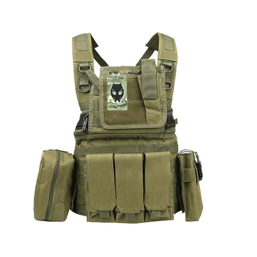 ATAIRSOFT Softair Militär Armee Taktischer Kampf Molle RRV Weste Mit Beutel Für CS Airsoft Jagd Camping im Freien (OD Grün) von ATAIRSOFT