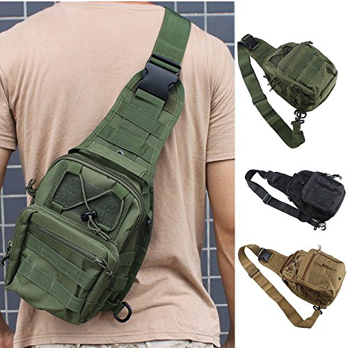 WorldShopping4U Outdoor Tactical Schultergurt Rucksack Tasche, Brust Pack, Military Sports Bag Pack (5 Farben) für Camping Reisen Wandern Trekking OD Green von ATAIRSOFT