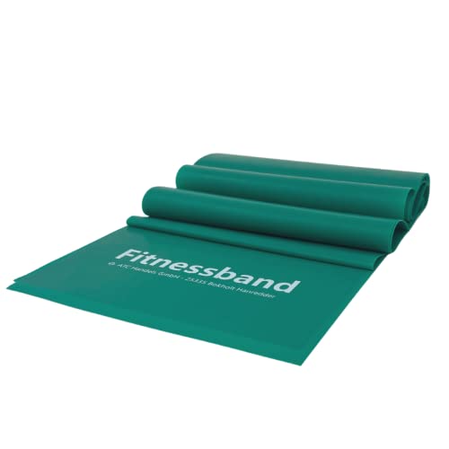 ATC Handels GmbH Fitnessband 1,5m, 2,5m, 5,5m und 25m x 15,5cm in 6 verschiedenen Stärken - Widerstandsband, Gymnastikband, Trainingsband, Sportband, Krafttraining und Yoga, 1,5m mittel grün von ATC Handels GmbH