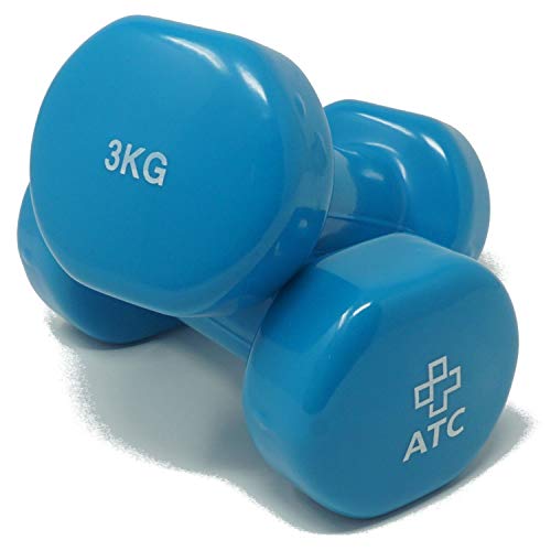 ATC Handels GmbH Hanteln aus Vinyl 1 Paar – Kurzhanteln, Kurzhantelset, Krafttraining, kleine Hanteln für Gymnastik, Rehasport, Fitness und Aerobic, 3,0 kg von ATC Handels GmbH