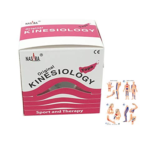 Original Nasara Kinesiologie Tape 5m x 5cm 6er Set inkl. ATC Anleitung mit Klebetechniken - Kinesiotape, Sporttape, Fitnesstape, Tapes - Wasserfest & Atmungsaktiv Pink von ATC Handels GmbH