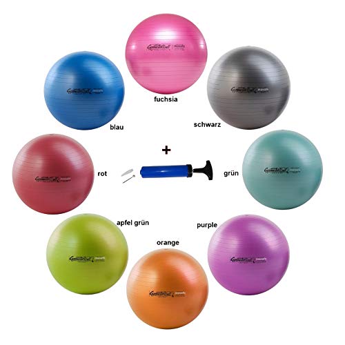 Pezziball MAXAFE + inkl. ATC-Pumpe, Größen, Pezzi Ball Gymnastikball inkl. Ballpumpe (Purple, 53cm) von ATC Handels GmbH