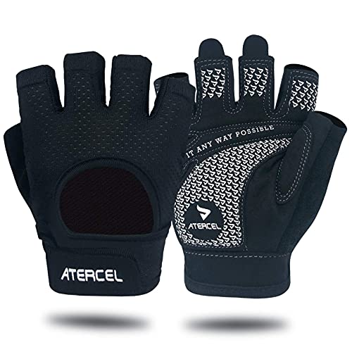 ATERCEL Fitness Handschuhe für Radfahren, Training, Fitness, Atmungsaktive Fahrradhandschuhe Herren und Damen Schwarz XL von ATERCEL