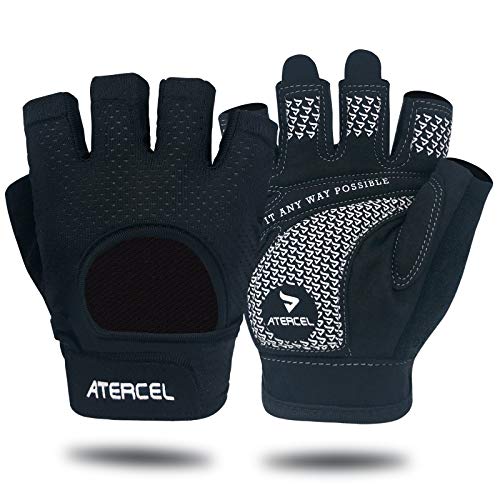 ATERCEL Fitness Handschuhe für Radfahren, Training, Fitness, Atmungsaktive Fahrradhandschuhe Herren und Damen Schwarz S von ATERCEL