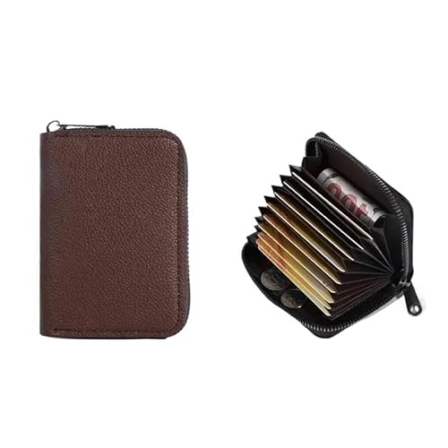 ATEUXOL Kartenetui 20 Detents-Kartenhalter PU-Kreditbus-ID-Kartenhalter-Abdeckung Münzfach Geldbörsen Taschen-Organizer(11 Slots - Brown) von ATEUXOL