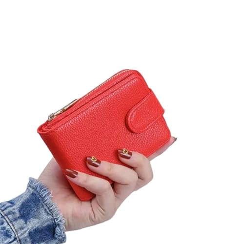 ATEUXOL Kartenetui Antimagnetischer Kartenhalter mit großer Kapazität for Herren und Damen, mehrere Kartenfächer, kompakte Geldbörse for Führerscheine(Red) von ATEUXOL