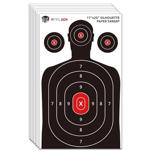 ATFLBOX 50 Stück menschliche Silhouette Papier Ziel für den Bereich, 43 x 63,5 cm Ziel Papier für Handfeuerwaffen, Pistolen, Gewehre, Luftgewehre, Pellet Gun, BB Guns von ATFLBOX