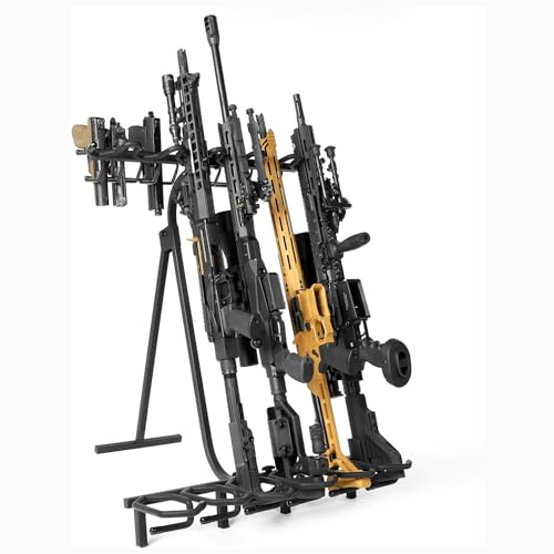 ATFLBOX Mobiles Waffenregal Tactical 6 Rifle Shotgun Free-Standing Gun Display Storage 8 Pistol Rack - Heavy Duty Steel, Foldable Design, Fit Most Firearms Longer Than 79 cm in der Länge von ATFLBOX