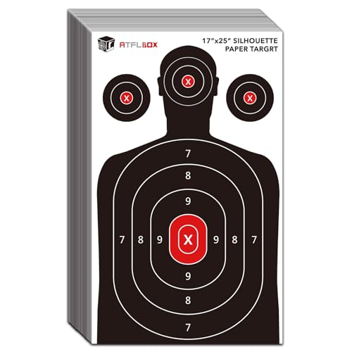 Atflbox Silhouette Paper Target for The Range, 43,2 x 63,5 cm Zielpapier für den Innen- und Außenbereich, geeignet für Handfeuerwaffen, Pistolen, Gewehre, Luftgewehre, Pelletpistolen, BB-Pistolen von ATFLBOX