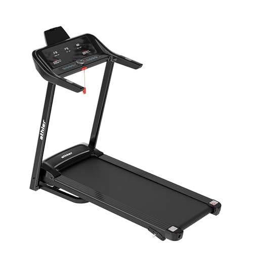 Athler Impala 55 | Laufband für Zuhause | Elektrisches Laufband mit LCD-Display | Geschwindigkeit bis 14 km/h | Steigungsregulierung | Klappbar | Handpulssensoren | 120 kg Tragkraft von ATHLER