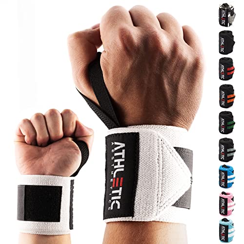 ATHLETIC AESTHETICS Handgelenk Bandagen Fitness - Wrist Wrap (45 cm im Paar) Handgelenkbandage für Krafttraining, Fitness, Bodybuilding, Crossfit - Handgelenkstütze mit Übungsguide als PDF von ATHLETIC AESTHETICS