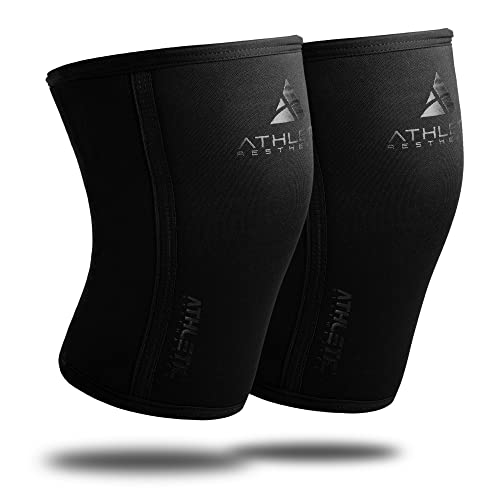 ATHLETIC AESTHETICS Kniebandagen (als Paar) für Krafttraining und Bodybuilding - Knee Sleeves aus 7mm Neopren für Kniebeugen, Fitness, Gewichtheben und Beintraining - Für Frauen und Männer von ATHLETIC AESTHETICS