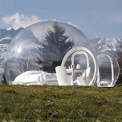 ATHUAH Aufblasbares Blasenhaus, Outdoor-Camping, transparentes, wasserdichtes Luxus-Kuppel-Einzeltunnel-aufblasbares Blasenzelt, Wind- und regensicheres Doppelzelt, 4 m von ATHUAH