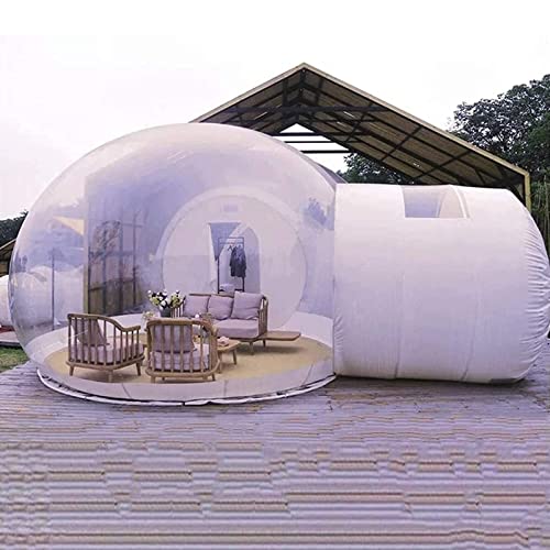 ATHUAH Aufblasbares Camping-Partyzelt für den Außenbereich, transparentes, wasserdichtes Luxus-Kuppel-Einzeltunnel-aufblasbares Blasenzelt mit Haartrockner von ATHUAH