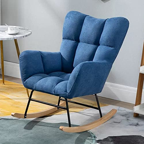 ATHUAH ComfyRocking Chair Moderner Glider Rocker Chair Stillstuhl aus Teddystoff mit Armlehne, gepolsterter Relax-Loungesessel aus Samt mit dickem Kissen für das Wohnzimmer (Farbe: Blau-1) von ATHUAH