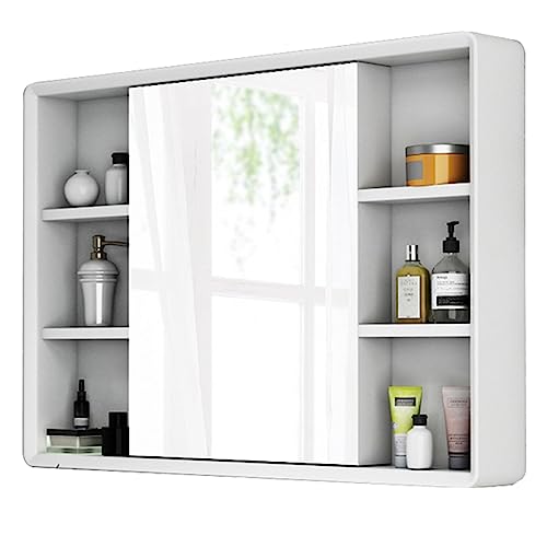 ATHUAH Medizinschrank mit Einzeltür, Wandspiegelschrank, Mehrzweck-Aufbewahrungsorganisator, platzsparender Aufbewahrungsschrank (Farbe: Weiß, Größe: 90 x 70 x 14 cm) von ATHUAH