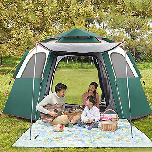 ATHUAH Pop-Up-Zelte für Camping, 4-Personen-Zelt mit feuchtigkeitsbeständiger Matte, Festival-Essential-Familienzelte, Rucksackzelt, wasserdicht, automatischer Aufbau, für Picknick-Strand im Freien von ATHUAH