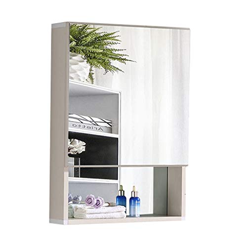 ATHUAH Spiegelschrank Aluminium-Spiegelbox Space Aluminium Versteckter Schrankspiegel Hotelschrank Mit Gestell (Farbe: Weiß, Größe: 48 * 68 * 13 cm) von ATHUAH