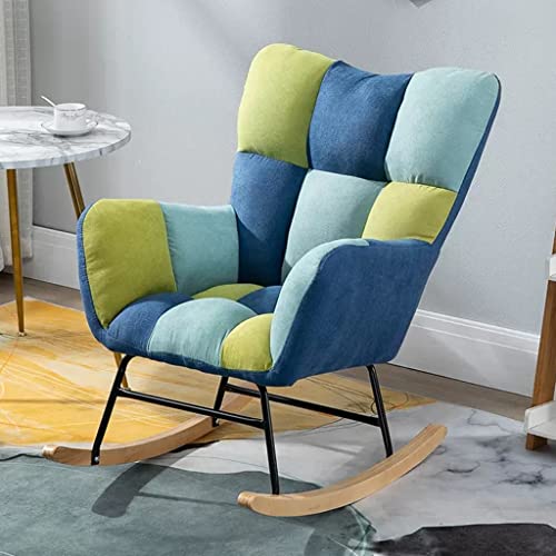 ATHUAH Stuhl für Holzsessel, moderner Stuhl, gepolsterter Wohnzimmerstuhl, bequemer Lesesessel mit sicherer Massivholzbasis, Freizeitsofa, Eckstuhl für kleine Orte (Farbe: Blau- von ATHUAH