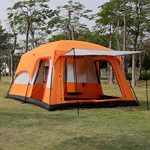 ATHUAH Wasserdichtes Campingzelt, Familienzelt mit 3 Zimmern, 8–12 Personen, großes Zelt, 2 Schlafzimmer, Familienzelt und Sonnenschutz, unverzichtbar für Festivals im Garten im Freien (Farbe: Orange) von ATHUAH