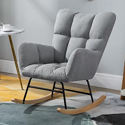 ATHUAH Wingback-Schaukelstuhl, Glider Rocker, moderner Sessel für Wohnzimmer, Mid-Century-Liegestuhl, Teddy-Schaukelstuhl, Freizeit-Relax-Stuhl mit hoher Rückenlehne (Farbe: Grau-3) von ATHUAH
