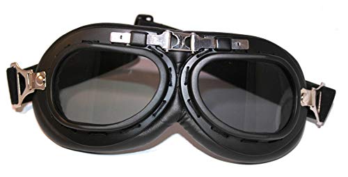 ATO 102 Black Fliegerbrille für Oldtimer Motorradbrille Piloten Brille von ATO-Helme