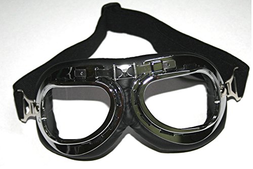 ATO 104 Chrom Fliegerbrille für Oldtimer Motorradbrille Retro Brille von ATO-Helme