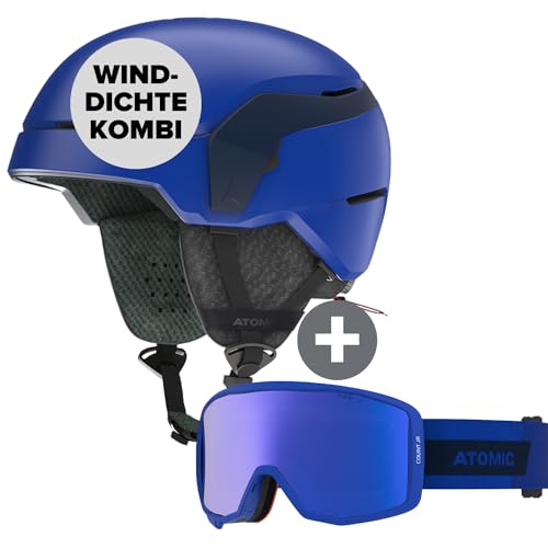 ATOMIC Count JR Skihelm & Skibrille für Kinder & Jugendliche - Helm Blue Größe S - Mehr Sicherheit bei Aufprällen - 360° Fit System für - inkl. Cylindrical Brille Blue für Klare Sicht von ATOMIC