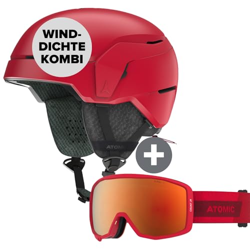 ATOMIC Count JR Skihelm & Skibrille für Kinder & Jugendliche - Helm Red Größe XS - Mehr Sicherheit bei Aufprällen - 360° Fit System für - inkl. Sperical Brille Red für Klare Sicht von ATOMIC