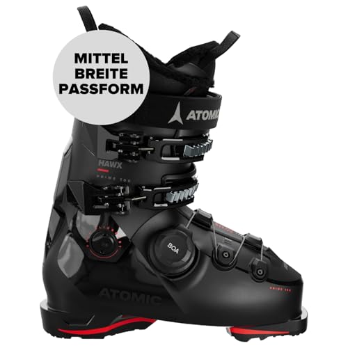 ATOMIC HAWK PRIME 100 BOA GW Skischuhe - Größe 30/30.5 - Alpin-Skischuh in Black/Red - Boots mit 3D Knöchel & Ferse für präzisen Sitz - Ideal für Skifahrer mit mittelbreiten Füßen. von ATOMIC