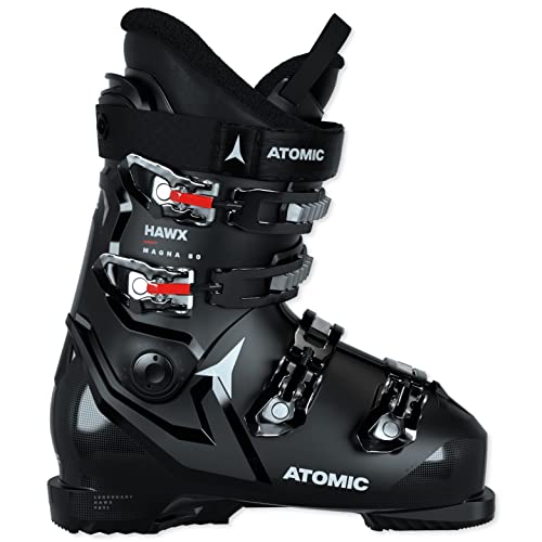 ATOMIC Hawx Magna 80 Skischuhe - Größe 25/25.5 - Alpin-Skischuh für Erwachsene in Schwarz/Weiß/Rot - 102mm breite Passform - Stabile Prolite Konstruktion - Memory Fit für präzisen Sitz von ATOMIC