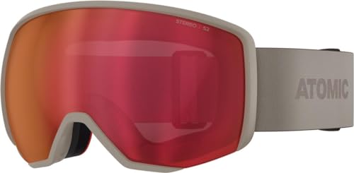 ATOMIC REVENT L STEREO Skibrille - Sand - Skibrillen mit Blendschutz - Hochwertig verspiegelte Snowboardbrille - Brille mit Live Fit Rahmen - Skibrille mit Doppelscheibe von ATOMIC