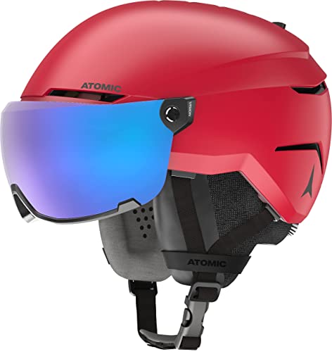 ATOMIC SAVOR VISOR STEREO Skihelm mit Visier - Rot - Größe S - Maximale Stoßdämpfung - Active Aircon Belüftungssystem - Hochwertige Verspiegelung für klare Sicht von ATOMIC