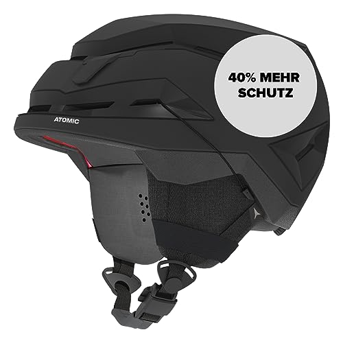 ATOMIC BACKLAND Skihelm leicht & sicher - Black - Größe L - Maximale Stoßdämpfung - Active Aircon Belüftungssystem - 3D Ear Pads + 360° Fit System für perfekten Sitz - Kopfumfand 59-63 cm von ATOMIC