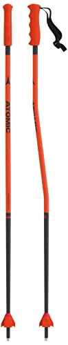 ATOMIC REDSTER GS JR Skistöcke - Länge 105 cm - Skistecken für Kinder in Rot - Zuverlässiger 4* Aluminium Skistock - Stöcke mit gebogenem Schaft - Ergonomischer JR Griff am Stock von ATOMIC