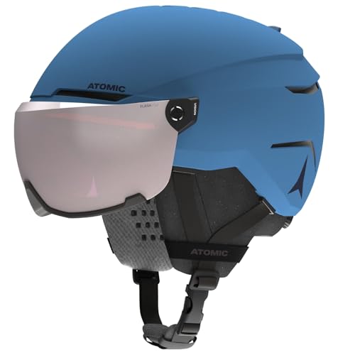 ATOMIC Savor Visor JR Skihelm mit Visier - Blue - Größe S - Für Kinder & Jugendliche - Max. Stoßdämpfung - Active Aircon Belüftung - Brille mit High End-Verspiegelung von ATOMIC