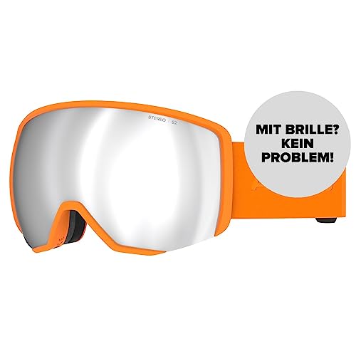 ATOMIC REVENT L STEREO Skibrille - Orange - Skibrillen mit Blendschutz - Hochwertig verspiegelte Snowboardbrille - Brille mit Live Fit Rahmen - Skibrille mit Doppelscheibe von ATOMIC