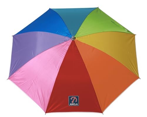 Atosa Strandschirm, Ø 200 cm, schwenkbar, mehrfarbig, Regenbogenfarben, Stahlgestell mit 8 Rippen und hochwertigem Nylon, mit Sonnenschutz UPF 50+, mit Tragetasche, bunt von ATOSA