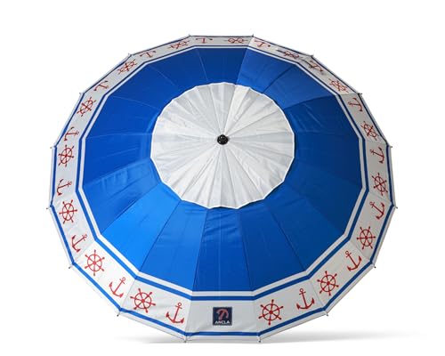 Atosa Strandschirm aus Aluminium, Modell Anker und Steuerrad mit upf 50+, blau, blau, 220 cm, Playful von ATOSA