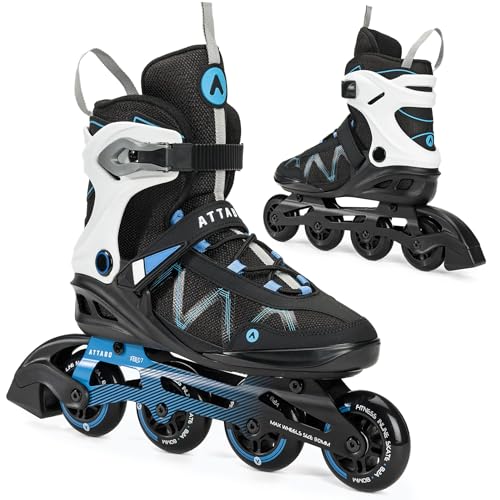 ATTABO Bliss Herren Inlineskates, Größe 40-46 EU, bieten Komfort und Sicherheit. Ausgestattet mit Einer halbsteifen Schale, Einer Aluminiumschiene, 80-mm-PU-Rollen und ABEC-7-Lagern von ATTABO