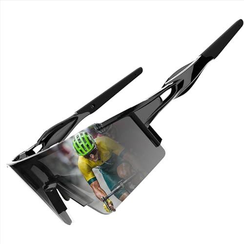 ATTCL Fahrradbrille Für Damen Und Herren UV-Schutz Polarisierte Sonnenbrille Winddichte Staubdichte Brille Für Den Außenbereich Sportbrille XQ550 Black UV400 CAT 3 CE von ATTCL